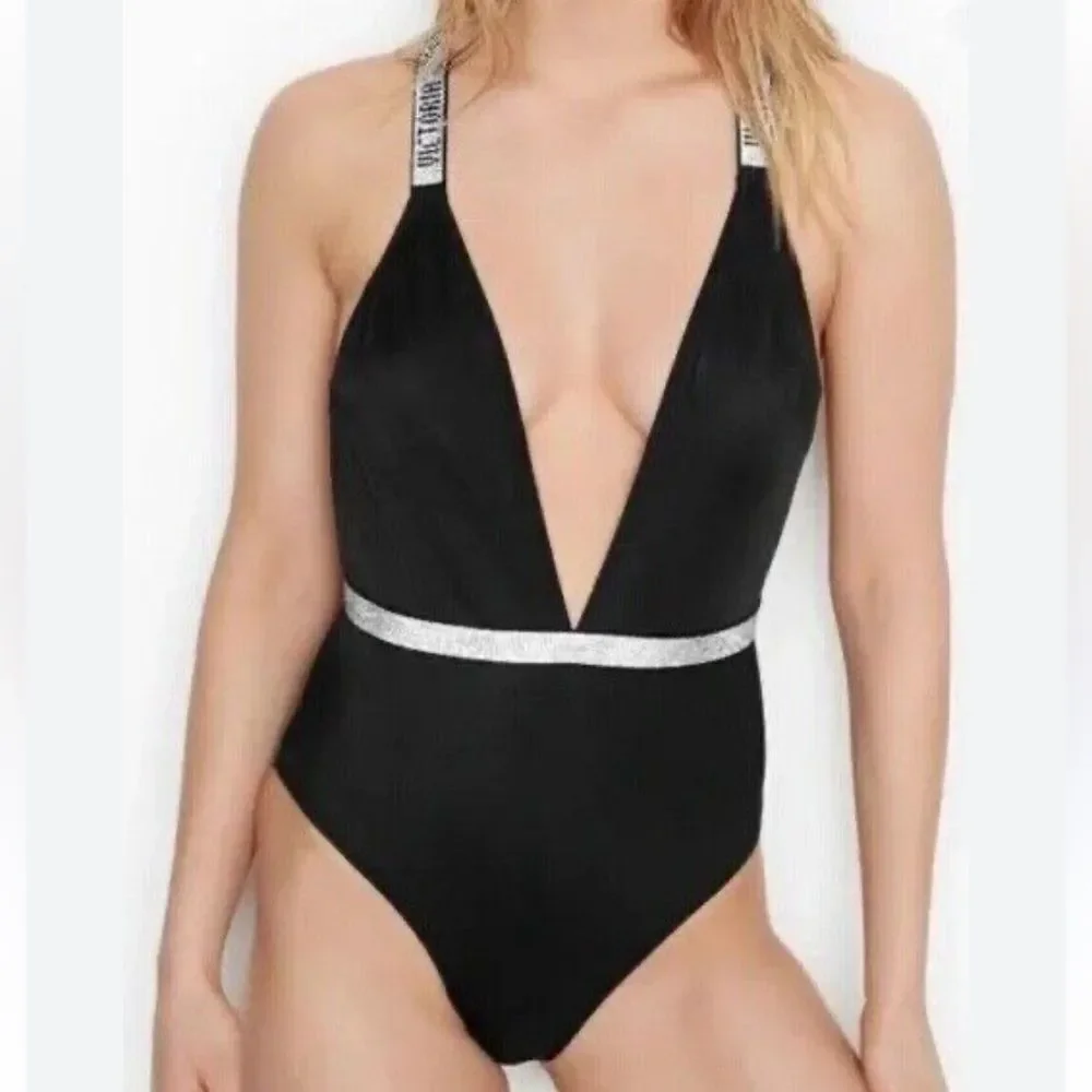 Victoria Secret Bathing suit Size M SWIM Shine Plunge One-Piece Swimsuit